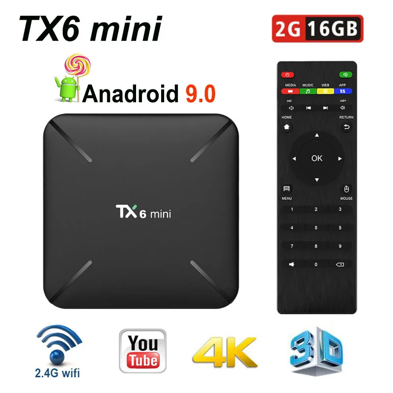 

2019 Tanix TX6 MINI Android 9.0 Smart TV BOX Allwinner H6 Quad core 2gb ram 16gb rom 2.4g wifi H.265 youtube set top box PK TX3