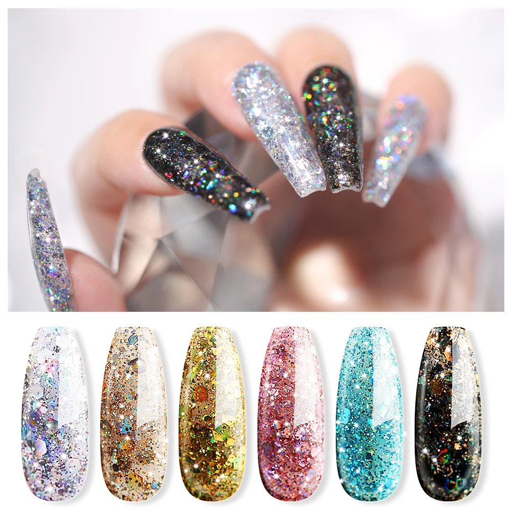 Kit de esmalte de uñas de Gel UV con brillo Super brillante de laca de Gel UV con brillo de platino Semi permanente Kit de esmalte de uñas de Gel UV con brillo Super brillante de laca de Gel UV con brillo de platino Semi permanente