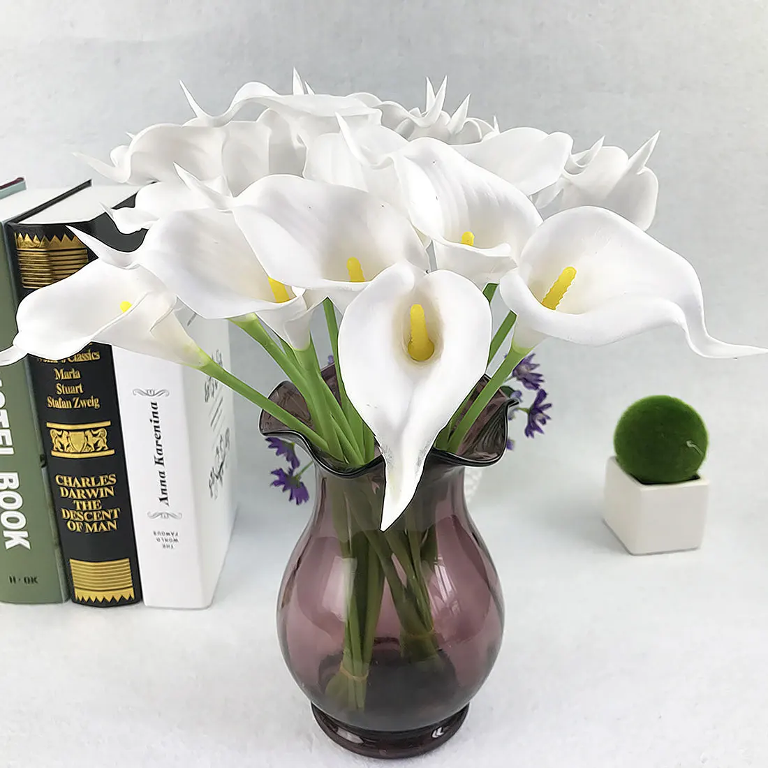 2 шт./лот, красивые искусственные шелковые цветы Calla Lily, маленький букет Флорес, для дома, вечерние, весенние, свадебные украшения, Mariage - Цвет: White yellow core