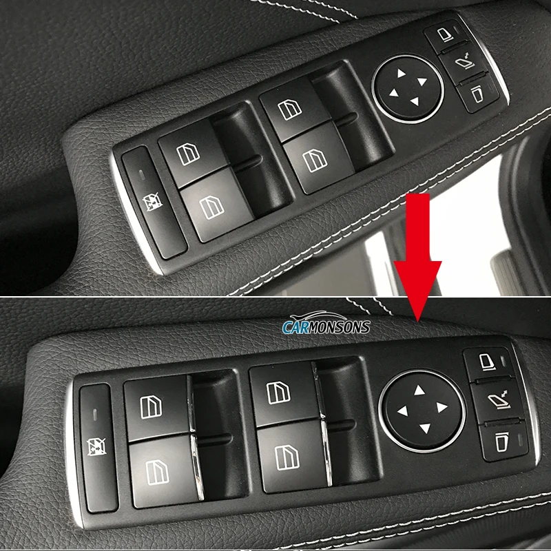 For Mercedes Benz A B CLA GLA Class W176 W246 C117 X156 Door Lift Button Stickers ABS Chrome Trim Cover Accessories Car Styling For Mercedes Benz A B CLA GLA Class W176 W246 C117 X156 Door Lift Button Stickers ABS Chrome Trim Cover Accessories Car Styling
