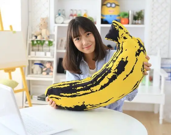 

Candice guo! new arrival creative simulational banana plush toy doll blanket quilt nap pillow cushion birthday gift 1pc