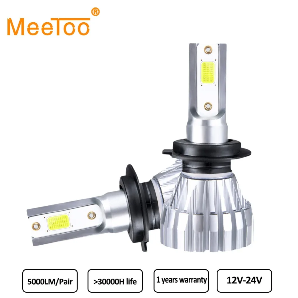 

MeeToo H1 LED Fanless 9005 9006 Car Fog Lamp 12V 6500K COB Chip H3 Led Light Bulbs For Cars 5000Lm 50W H11 H9 H8 Luces Led Coche