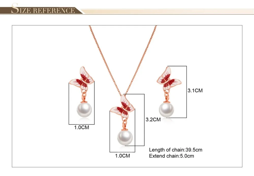 Viennois ожерелье из искусственного жемчуга, набор для женщин, розовое золото, цинковый сплав, Бабочка, серьги, свадебные, проложенные, свадебные, вечерние, ювелирное изделие