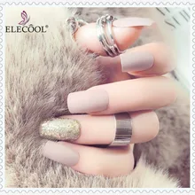 ELECOOL, 24 шт, обнаженные ногти, матовые, матовые, элегантные, средней и длинной длины, яркие накладные ногти, искусственные ногти