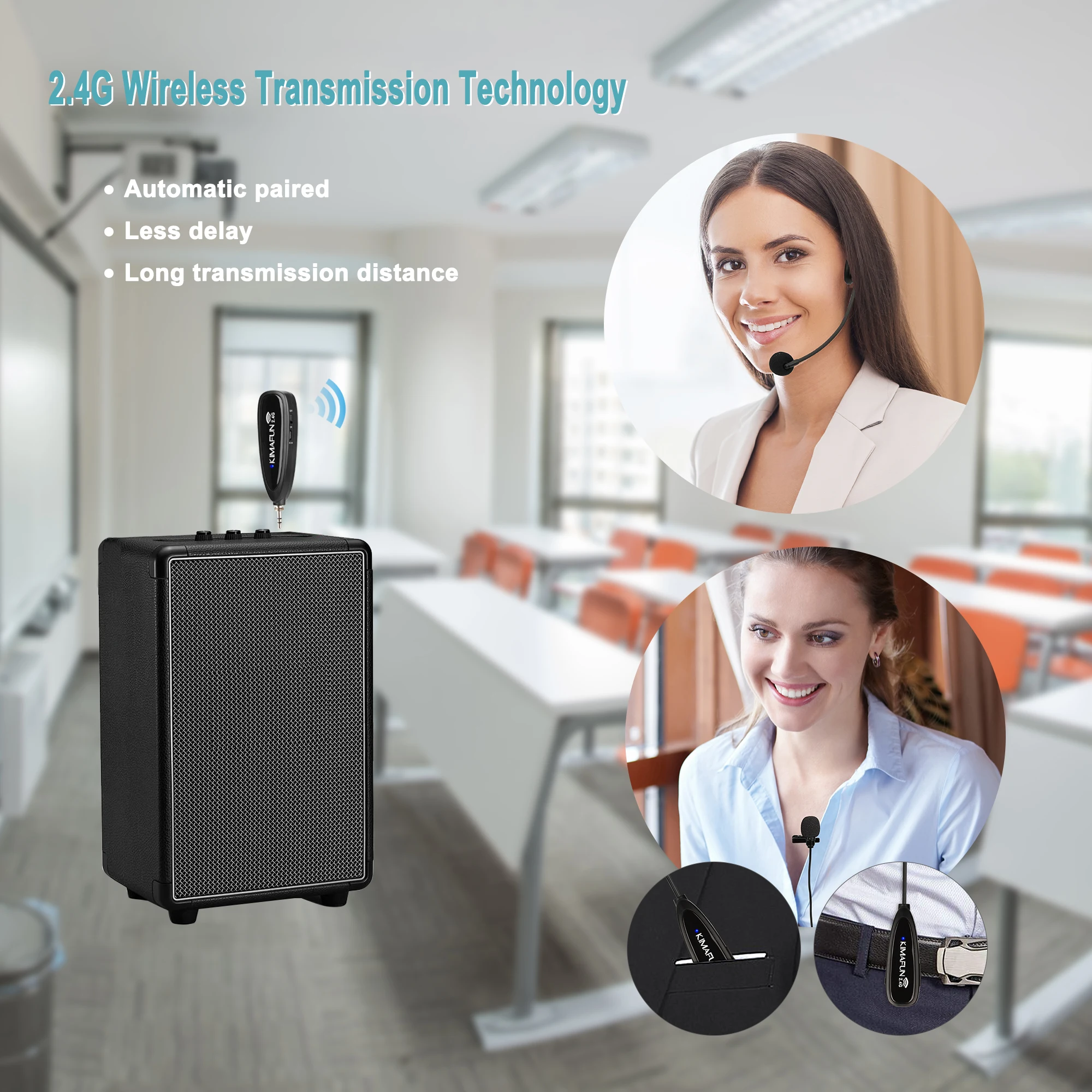 KIMAFUN ワイヤレスマイクセット 2個セット Amazon.co.jp: ワイヤレスマイク KIMAFUN2.4Gワイヤレスヘッド