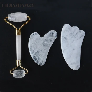 

Natural Crystal Face Massager Rollers Facial Skin Care Relax GUASHA Clear Crystal Massager Set Stone Wands Rollers Beauty Women