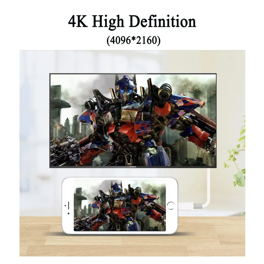 HDMI адаптер для Lightning/цифровой av-конвертер 4K USB Кабельный разъем до 1080P HD для iPhone X/11/8 P/6 S/7 P/iPad Air/iPod