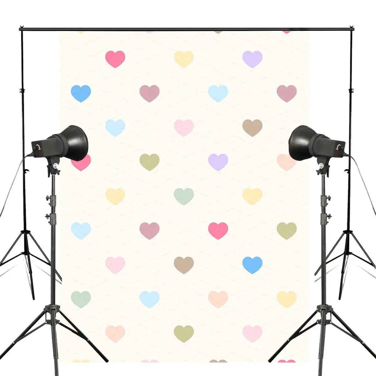 

5x7ft Colorful Heart-shaped Pattern Photography Backdrop Simple Style Background Kids Photo Studio Backdrop Props Wall