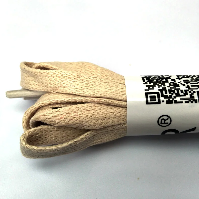 JUP1-12 Pair Beige Waxed Cotton Flat Shoelaces Leather Shoestring Boots Sport Shoe Martin Boot Fashion Casual Laces High Quality