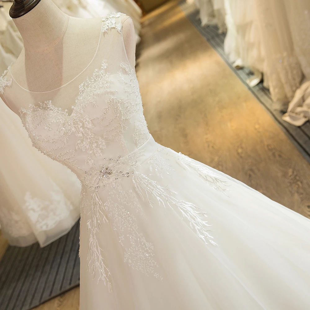 SL-2 свадебное платье из тюля с кружевной аппликацией на заказ