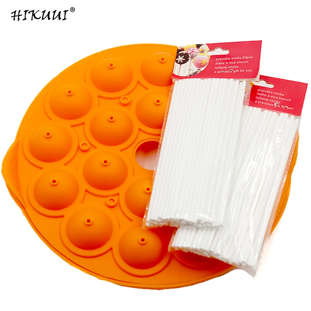 Set of Lollipop mold & Pop Sticks, Quality Silicone Lollypop Mould 18 holes Plastic Sugar Sticks