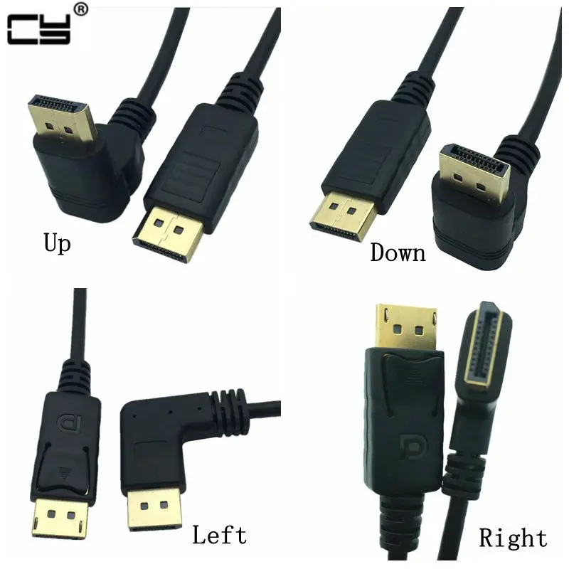 DisplayPort Angle Cable Up Down Left Right DP display port male to male HD 3D For