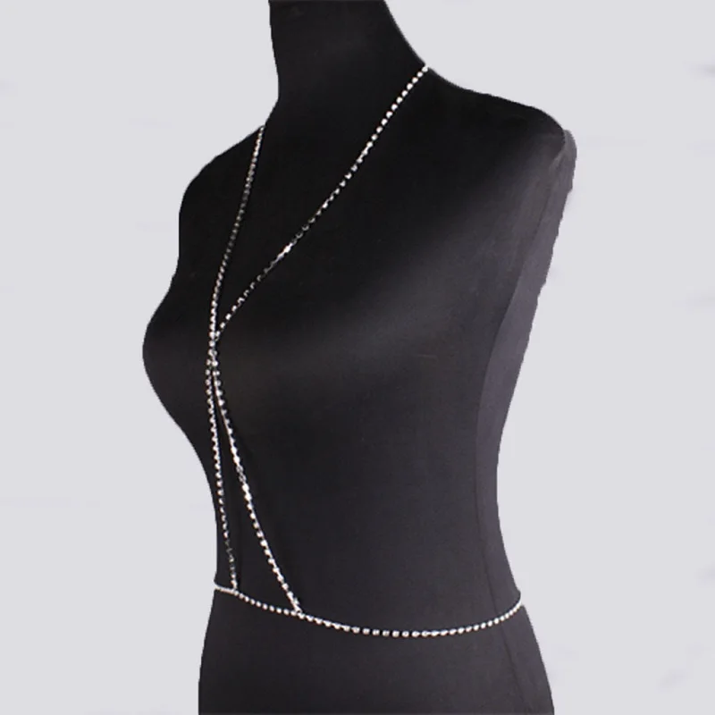Сексуальные цепи ожерелье женщины жгут бюстгальтер ожерелье цепочка для тела массивное хрустальное ожерелье Модные ювелирные изделия