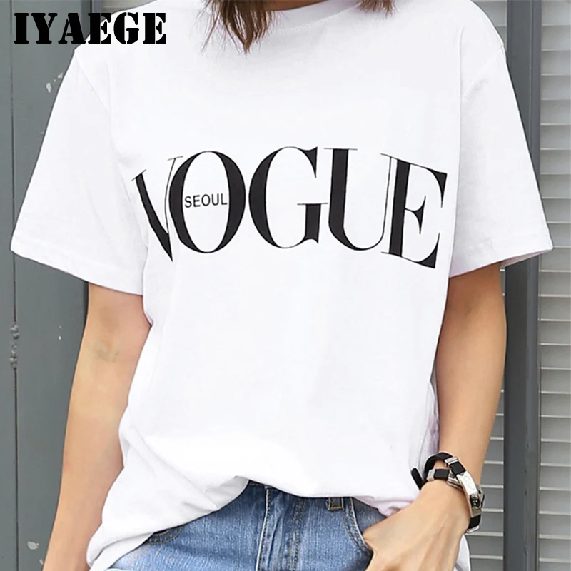 IYAEGE Vogue Футболка женская Повседневная хлопковая футболка с коротким рукавом