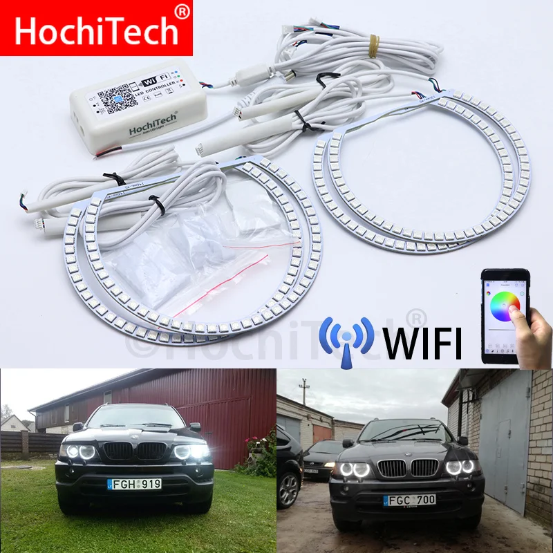 

Wifi Wireless RGB Multi-Color LED Angel Eye Halo Rings Day Light DRL for BMW E53 X5 2000 2001 2002 2003