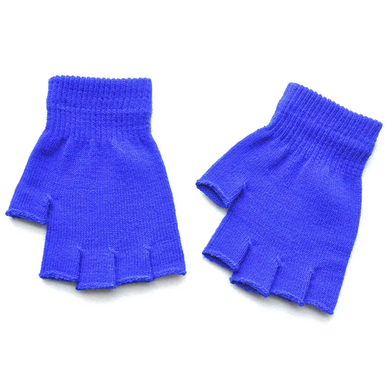 1 пара, Детские Волшебные вязаные перчатки, Детские тянущиеся перчатки на половину пальцев, зимние теплые варежки, однотонные мягкие перчатки без пальцев для девочек