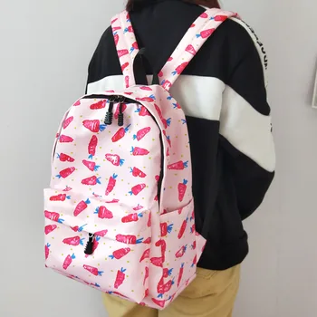 

Girl Nylon Cartoon Printed Backpack Waterproof Campus Student Lightweight Schoolbag Large Capacity Backpacks for Teenage Girls
