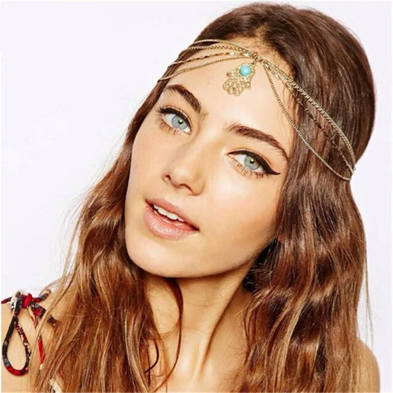 

Multi-layers Headbands for Women Bridal Head Accessories Girls Head Chains Palm Pendants Hair Jewelry 3I1005