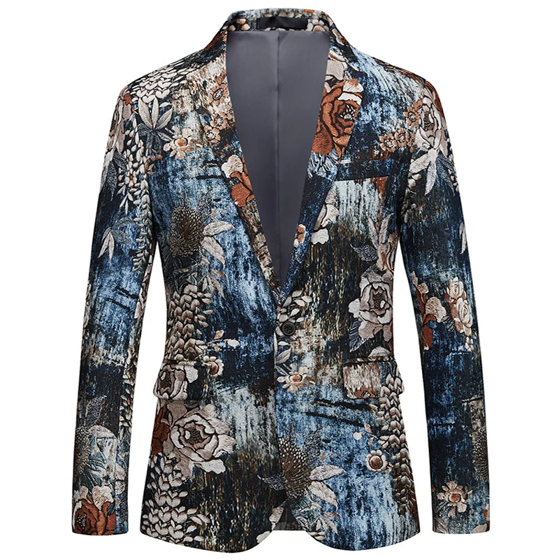 

Plus Size 6XL Mens fashion Dance Blazer Coats 2019 Male pattern Business affairs Wedding Stage Long sleeve Suit Jackets