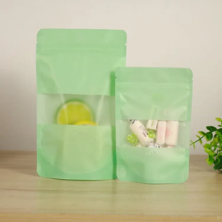50 шт./лот, матовый черный/розовый/зеленый пластиковый пакет с застежкой-молнией, пластиковый пакет с матовым окошком, Подарочный пакет, пакетик для кофе и чая