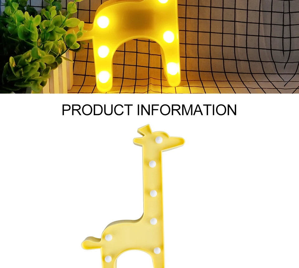 Children's Night Light Giraffe Novelty LED Night Light 3W AA Battery Powered Atmosphere Light Bedside Room Decor For Kids (4)