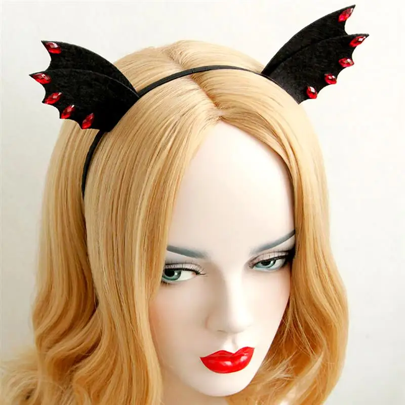 Girl Halloween Rhinestone Devil Hairgrips Headband Hairband Headwear