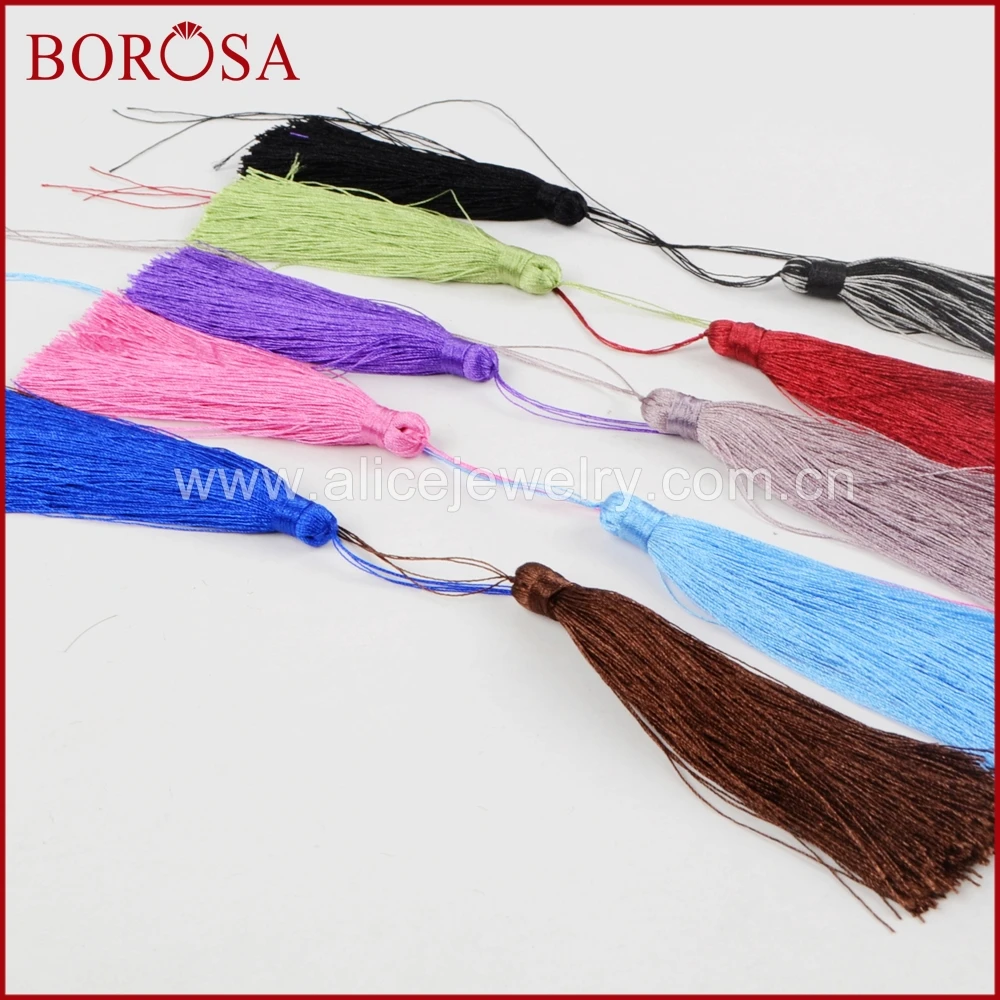 BOROSA 10 Colors Silk Charm Pendant Satin Tassel for Keychain Cellphone Straps Jewelry Charms Tassels DIY Accessories PJ061
