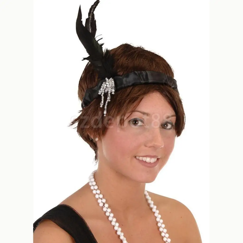 

Retro 1920s Charleston Flapper Feather Headband Dress Up Party Gatsby Ball