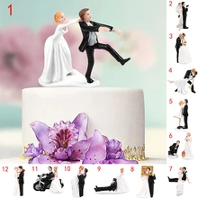 cake topper Elegant Synthetic Resin Bride&Groom Cake Topper Wedding Decoration Figurine Casamento Mariage wed decor cake topper