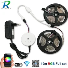 

LED Strip RGB 5050 10M set 5m/Roll RGB Flexible LED Strip Diode Tape Neon + UFO Wifi RGB LED Controller+DC 12V Power 4A Adapter
