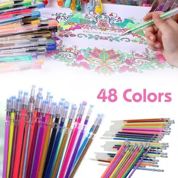 

48pcs Colorful Fluorescent Gel Ink Pen Refills Watercolor Brush Stationery