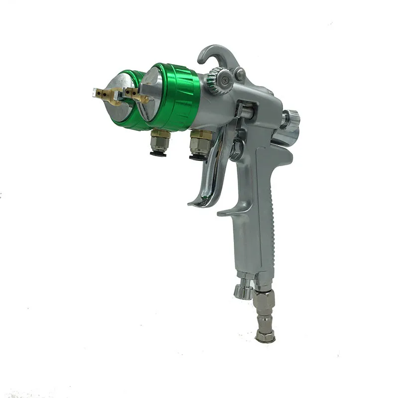 

SAT1189 Professional Double Nozzle Spray Gun For Car Painting Pneumatic Paint Tools Power Tool Silver Chrome Plate Gun