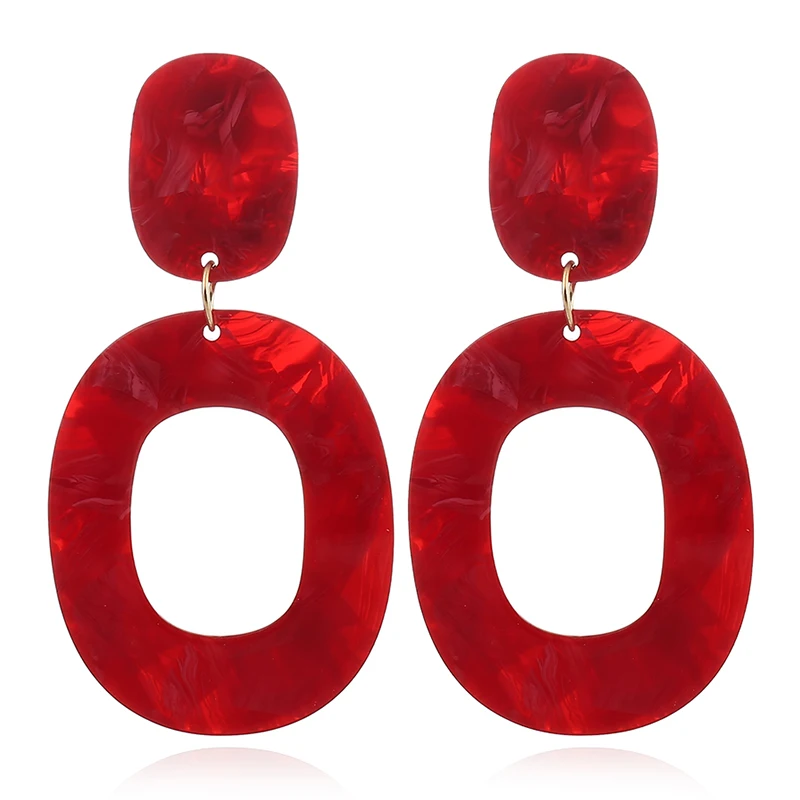 

New Korean Fashion Big Vintage Colorful Oval Geometry Acrylic Stud Earrings For Women Tortoiseshell Pendientes Jewelry AE204