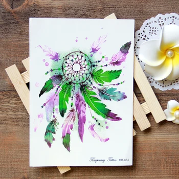 

Waterproof Temporary Tattoo colorful dreamcatcher Boho aquarelle dream catcher tattoo Water Transfer fake flash