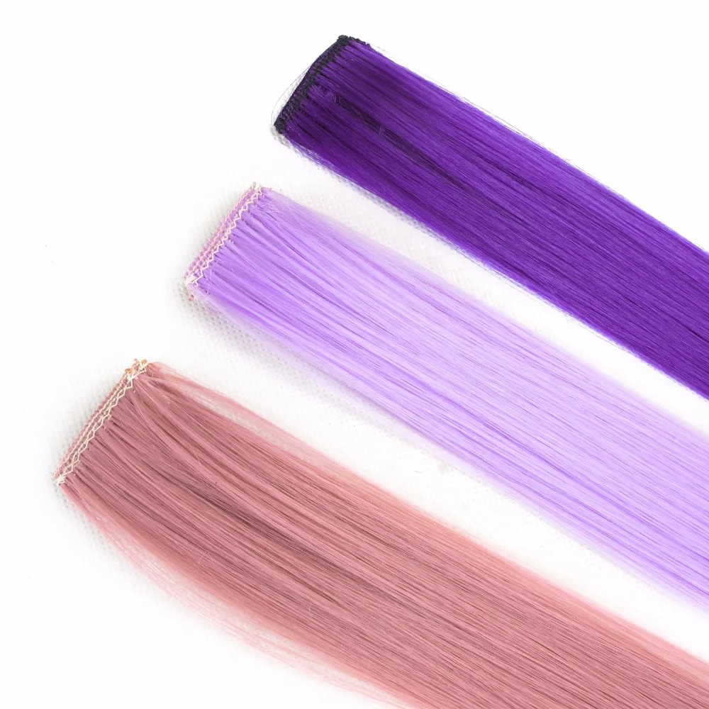 Colored synthetic hair extensions clips in one piece Ombre fake purple long straight rainbow hair pieces dream ice's Colored synthetic hair extensions clips in one piece Ombre fake purple long straight rainbow hair pieces dream ice's