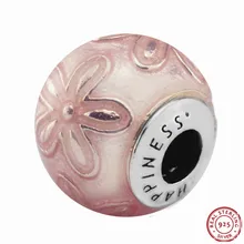 Эссенция розовый эмаль Happyness Шарм бусины для женщин ювелирных изделий DIY Fit PANDORA талисманы Серебро 925 FE059