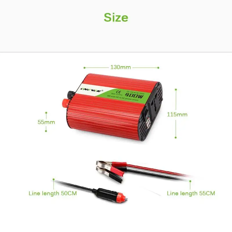 Автомобильный инвертор 300/400 Вт DC 12 В к AC 110 В инвертор мощности модифицированная Синусоидальная волна мощная 5 В выход Автомобильное зарядное устройство адаптер конвертер