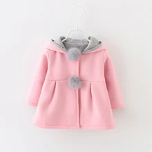 Autumn Winter Baby Girls Infants Kids Ball Cute Rabbit Hooded Princess Jacket Coats Outwears Christmas Gifts Roupas Casaco 2016