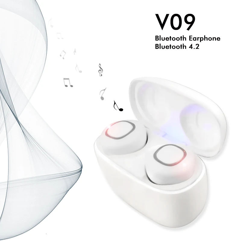 

Mini TWS V09 Bluetooth Headset Wireless Earbuds Bluetooth 4.2 Headphones with Charging Box