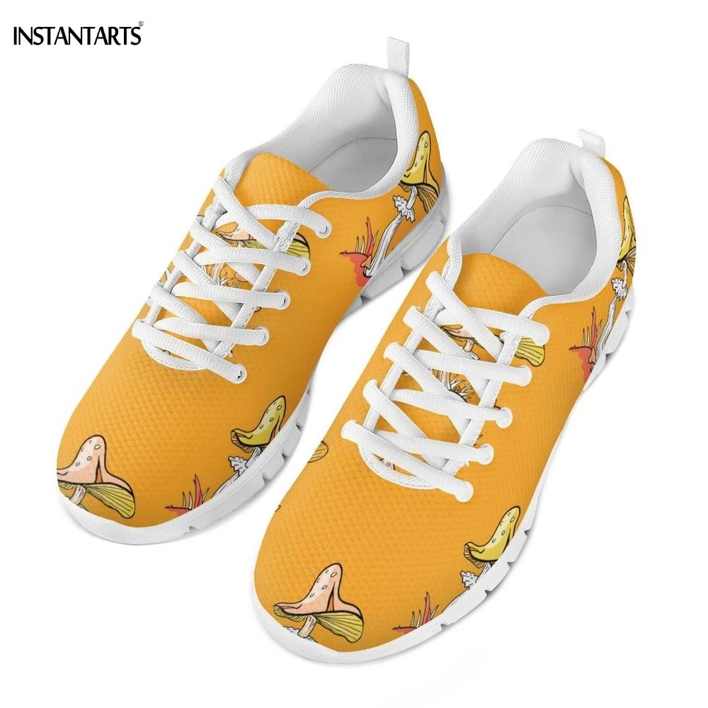 

INSTANTARTS Magic Mushroom Print Yellow Women's Running Shoes Breath Summer Light Mesh Sneakers Outdoor Athletic Gym Shoes Lady