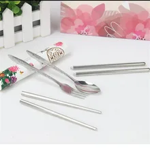 2 комплекта китайская палочка для еды Столовые приборы из нержавеющей стали посуда для свадьбы Подарки ложка палочки вилка подарки на день рождения
