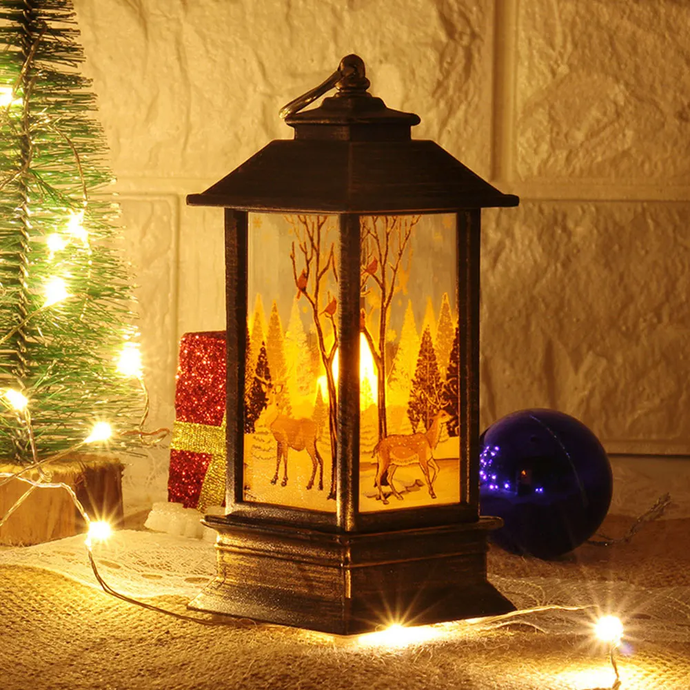 Рождественский светильник, Рождественский Санта-Клаус, снеговик, олень, замок, светильник, подвесной фонарь, украшение, Ночной светильник, настольный декор