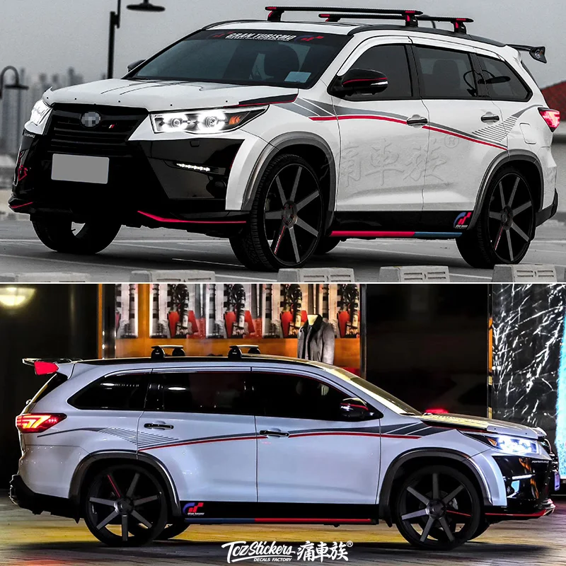 

Наклейки на автомобиль для Toyota Highlander 2018 2019, цветная полоса для вытягивания цветов, специальный декоративный корпус для Highlander, пленочное покрытие