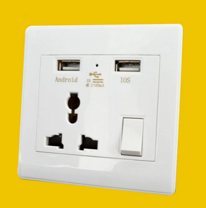 

2 USB multi-function wall socket 2.1A global international universal socket panel