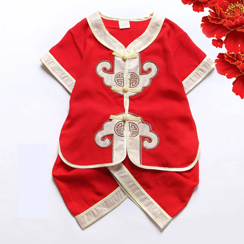 

70-120cm Newborn Baby Boys Birthday Party Wear Clothing Set Chinese Traditional Costumes Tang Suit Hanfu Kids Girls Clothes