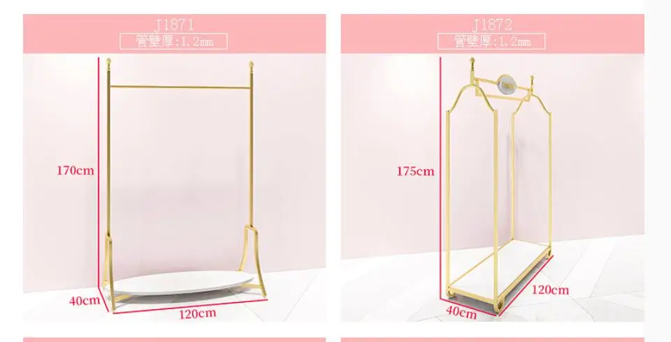 Europe type gold dress shop rack rack high grade clothes rack shoes bag double layer clothing display rack