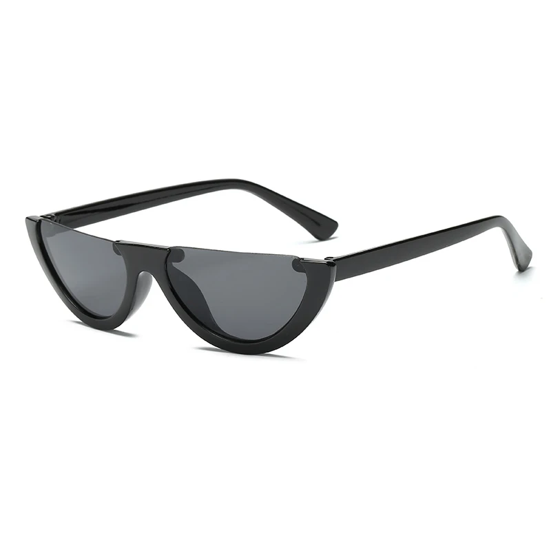 Крутые женские солнцезащитные очки CatEye без оправы с полуоправой, Модные прозрачные брендовые дизайнерские солнцезащитные очки для женщин, трендовые UV400 - Цвет линз: Black Grey