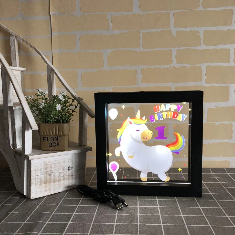 

DELICORE Frame with LED Light Magic Unicorn Acrylic light up picture frame Wall Decoration Lamp Children Gifts 1-8 year-old Kids