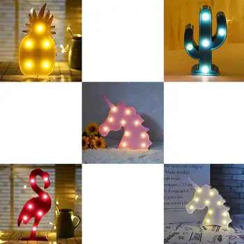 

Night Lamp Flamingo Pineapple Cactus Shape LED Night Light Wedding Decorative Lamp Children Gifts Toys Game Battery Operated
