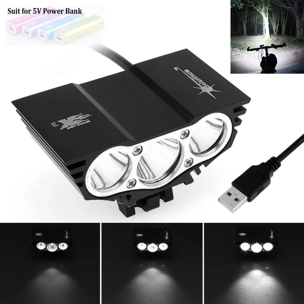 

5V USB 7500LM SolarStorm Outdoor X3 XM-L T6 LED 4-Mode Bicycle Head Light Cycling Front Lamp
